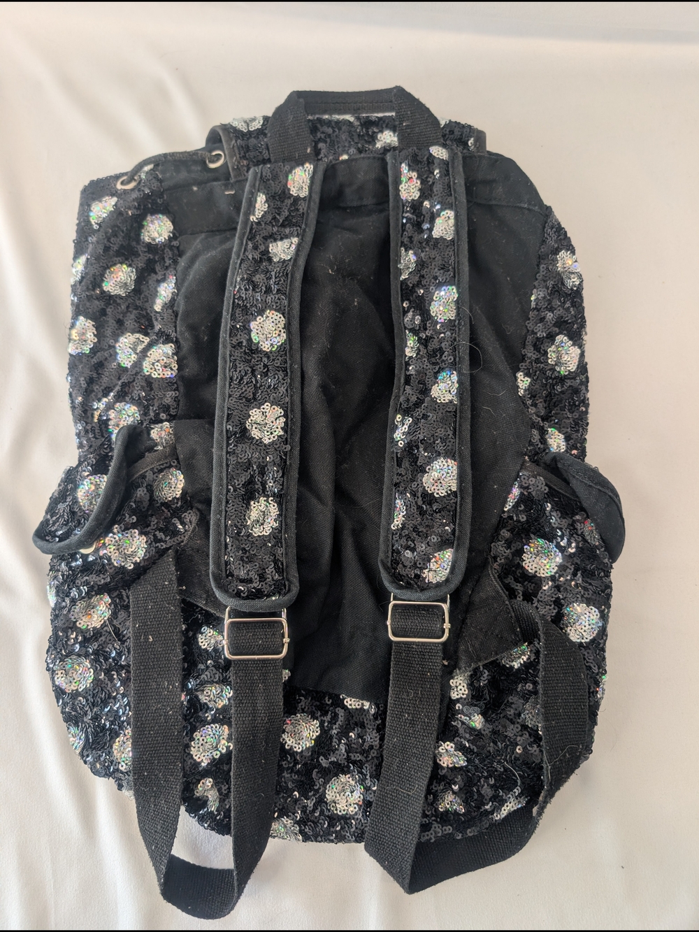 PINK Sequin Polka Dot Backpack in Black & Iridescent - Picture 7 of 11